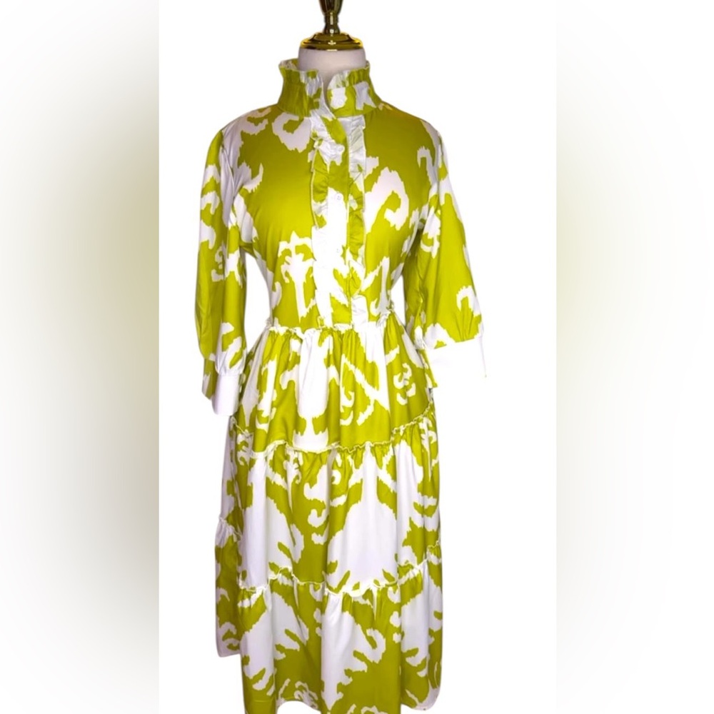 Yellow and White Cold Shoulder Flutter Sleeve Sundress